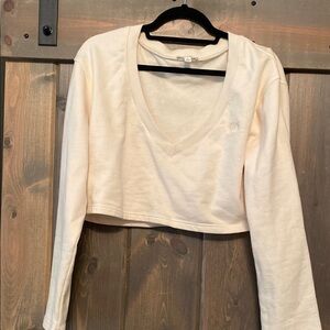 For Love & Lemons Women's Cream V-Neck Crop sweatshirt